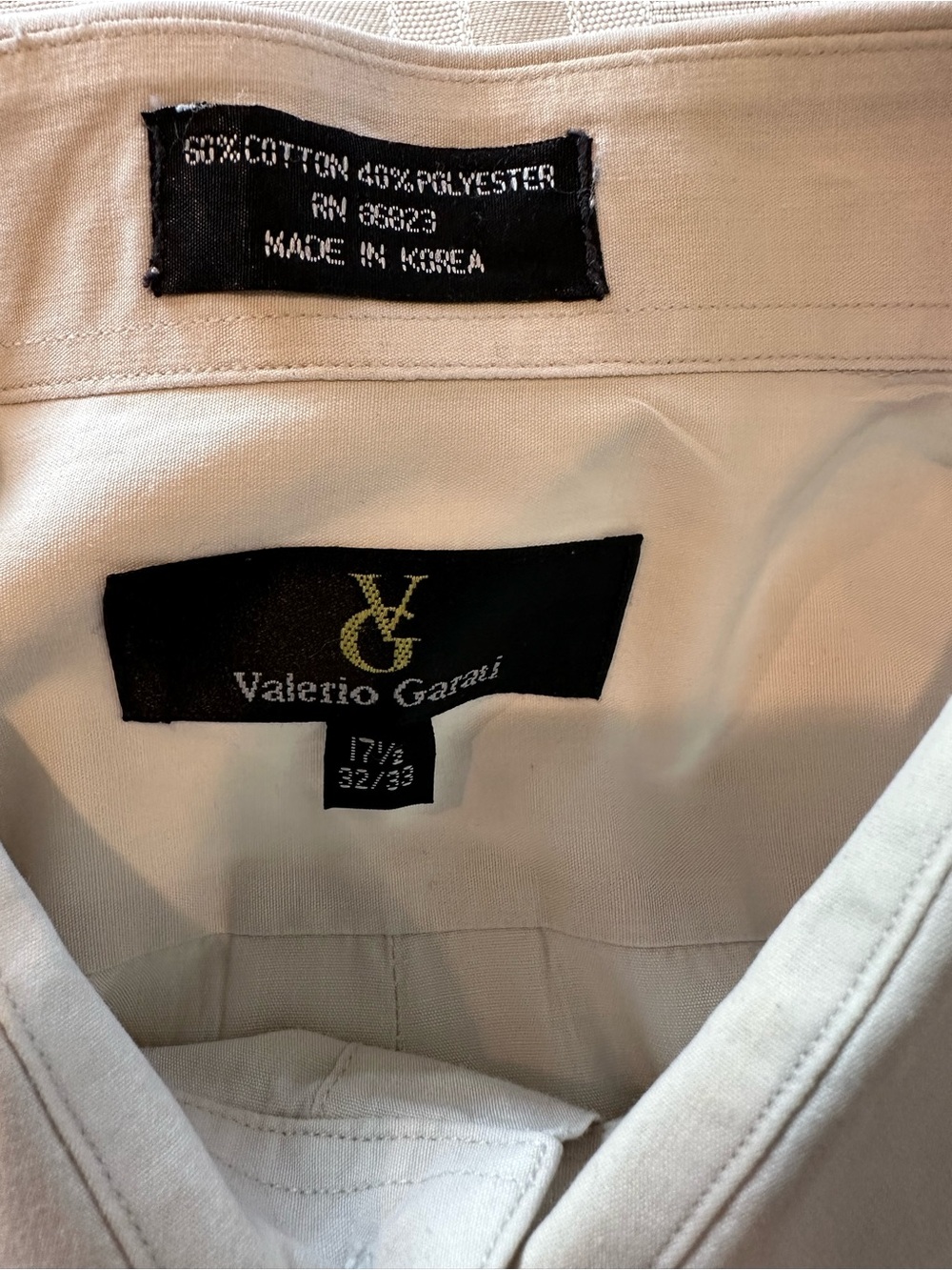 Valerio‎ Garati Dress Shirt Men’s 17.5 34/35 Light Beige Pre-owned - Picture 2 of 5